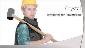  Presentation with mallet - Presentation theme featuring standoffish-tradesman-holding-a-mallet background and a white colored foreground