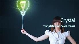  Presentation with shining - Cool new PPT layouts with lightbulb brain - businesswoman hold a shining idea backdrop and a navy blue colored foreground