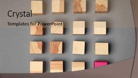  Presentation with grey wood texture and - Amazing PPT theme having gray pink abstract - wooden cubes and one different backdrop and a coral colored foreground