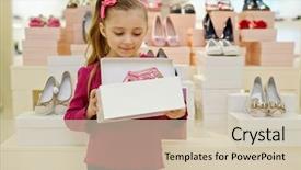  Presentation with shoe - PPT theme with stands and holds open box background and a soft green colored foreground