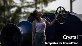  Presentation with ship engine - Audience pleasing presentation consisting of stands on the giant engine backdrop and a black colored foreground