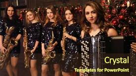  Presentation with accordion - PPT layouts having stands with saxophones and accordion background and a tawny brown colored foreground