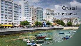  Presentation with hong kong china - Presentation theme with stanely hong kong china skyline at the main street waterfront background and a seafoam green colored foreground