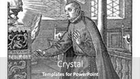  Presentation with kneeling - Beautiful presentation design featuring stanislaus-kostka-a-polish-jesuit backdrop and a gray colored foreground