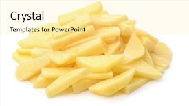  Presentation with medical pill medicine white blue - Presentation with staple - pile of raw peeled chopped background and a blonde colored foreground