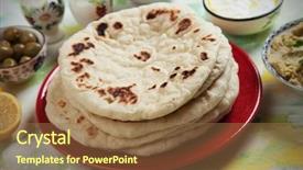  Presentation with popular - Slide deck consisting of staple - pita bread flatbread popular background and a  colored foreground