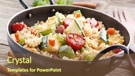  Presentation with vegetable microbiology - Theme enhanced with staple food - kuskus with vegetable background and a tawny brown colored foreground