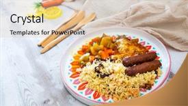  Presentation with couscous - PPT theme enhanced with staple food - traditional moroccan dish couscous salad background and a lemonade colored foreground