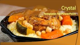  Presentation with couscous - Theme having staple food - traditional moroccan dish couscous salad background and a tawny brown colored foreground