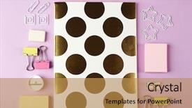  Presentation with color - Amazing PPT layouts having colorful stationery on color background backdrop and a coral colored foreground