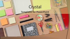  Presentation with high school - PPT theme with angle shot of school supplies background and a blonde colored foreground