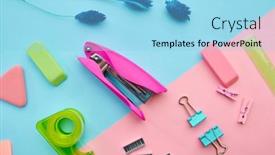  Presentation with blue - Beautiful PPT theme featuring stapler-and-clips-closeup-blue backdrop and a light blue colored foreground