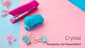  Presentation with paper - PPT layouts consisting of stapler-and-paper-clips-closeup background and a lemonade colored foreground