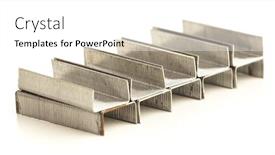  Presentation with stack - Slide set featuring staples stack isolated on a white background background and a white colored foreground