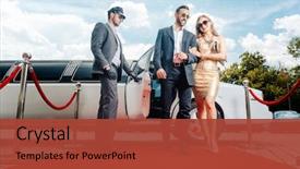  Presentation with red star - Slides enhanced with star - couple arriving with limousine walking background and a red colored foreground