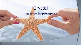  Presentation with holding hands - Beautiful slide deck featuring all star - couple's hands holding starfish backdrop and a sky blue colored foreground