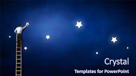  Presentation with media - Beautiful PPT theme featuring star - man that get moon mixed backdrop and a navy blue colored foreground