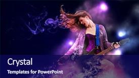 Presentation with electric guitar - Presentation theme consisting of star - young attractive rock girl playing background and a navy blue colored foreground
