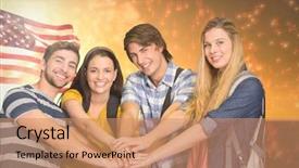  Presentation with fireworks - Presentation theme consisting of star 3d student - friends with hands together background and a coral colored foreground