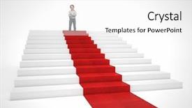  Presentation with red carpet - Slides enhanced with star 3d student - smiling man on top background and a white colored foreground