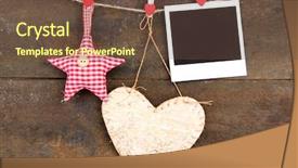  Presentation with paper heart from music book - Audience pleasing slide set consisting of star and empty photo paper backdrop and a tawny brown colored foreground