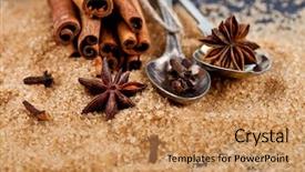  Presentation with sugar cane - Presentation featuring star anise closeup on black background and a coral colored foreground