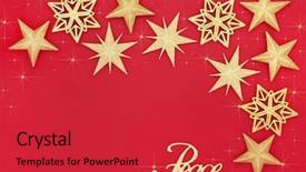  Presentation with gold star - Presentation theme having star bauble decorations and peace background and a red colored foreground