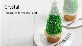  Presentation with christmas tree - PPT theme having star bethlehem - homemade christmas tree cupcake background and a white colored foreground