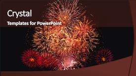  Presentation with fireworks - Slide deck consisting of star burst - brightly colorful fireworks on twilight background and a tawny brown colored foreground