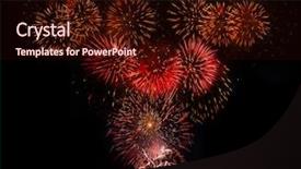  Presentation with bright colorful candy isolated - PPT theme having star burst - brightly colorful fireworks on twilight background and a wine colored foreground