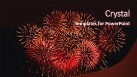  Presentation with bright colorful candy isolated - Presentation design featuring star burst - brightly colorful fireworks on twilight background and a wine colored foreground