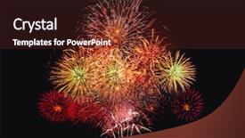  Presentation with bright colorful candy isolated - Slide deck featuring star burst - brightly colorful fireworks on twilight background and a tawny brown colored foreground