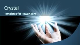  Presentation with star burst - Cool new theme with star burst with open hand backdrop and a ocean colored foreground