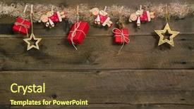  Presentation with country christmas - Beautiful theme featuring gift boxes and hanging angel backdrop and a tawny brown colored foreground