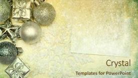  Presentation with christmas balls disco ball - Beautiful PPT theme featuring wishes promotion - vintage christmas decoration with balls backdrop and a soft green colored foreground