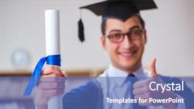  Presentation with best award - Amazing PPT layouts having best student award - young man graduating from university backdrop and a teal colored foreground