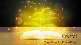  Presentation with open book - Slide set consisting of open book with golden glow background and a yellow colored foreground
