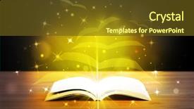  Presentation with open book - Presentation with learning knowledge holy bible - open book with golden glow background and a tawny brown colored foreground
