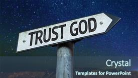  Presentation with trust god - PPT layouts featuring trust god sign background and a ocean colored foreground