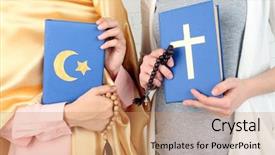  Presentation with christ - PPT layouts having two friends holding books background and a coral colored foreground