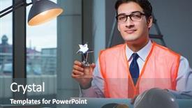  Presentation with star employee - Slide deck consisting of star employee - construction architect working on drawings background and a gray colored foreground