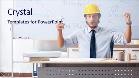  Presentation with whiteboard - Presentation design consisting of star employee month - young male architect in front background and a sky blue colored foreground