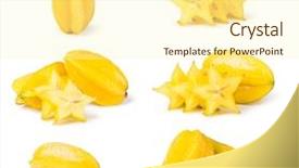  Presentation with yellow - Presentation having yellow carambola isolated on white background and a cream colored foreground