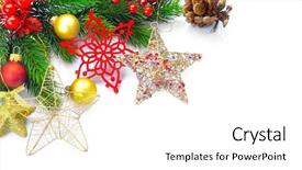  Presentation with design christmas holiday - Amazing PPT theme having star holly berry tinsel backdrop and a white colored foreground