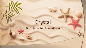  Presentation with sea shells - Colorful presentation theme enhanced with star life - sea shells on sand summer backdrop and a lemonade colored foreground