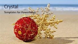  Presentation with beach ball - PPT theme featuring star on the sand background and a  colored foreground