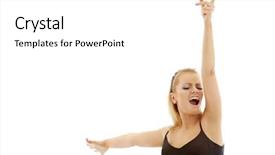  Presentation with star performer - Slide deck featuring star performer free - picture of singing blond background and a  colored foreground