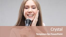  Presentation with arabic woman beautiful muslim face - PPT theme consisting of star performers - beautiful stylish woman singing karaoke background and a coral colored foreground
