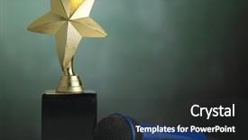  Presentation with gold trophy - Slide deck featuring star shape trophy and microphone background and a dark gray colored foreground