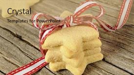  Presentation with star red - Slides with star shaped cookies with red ribbon background and a coral colored foreground